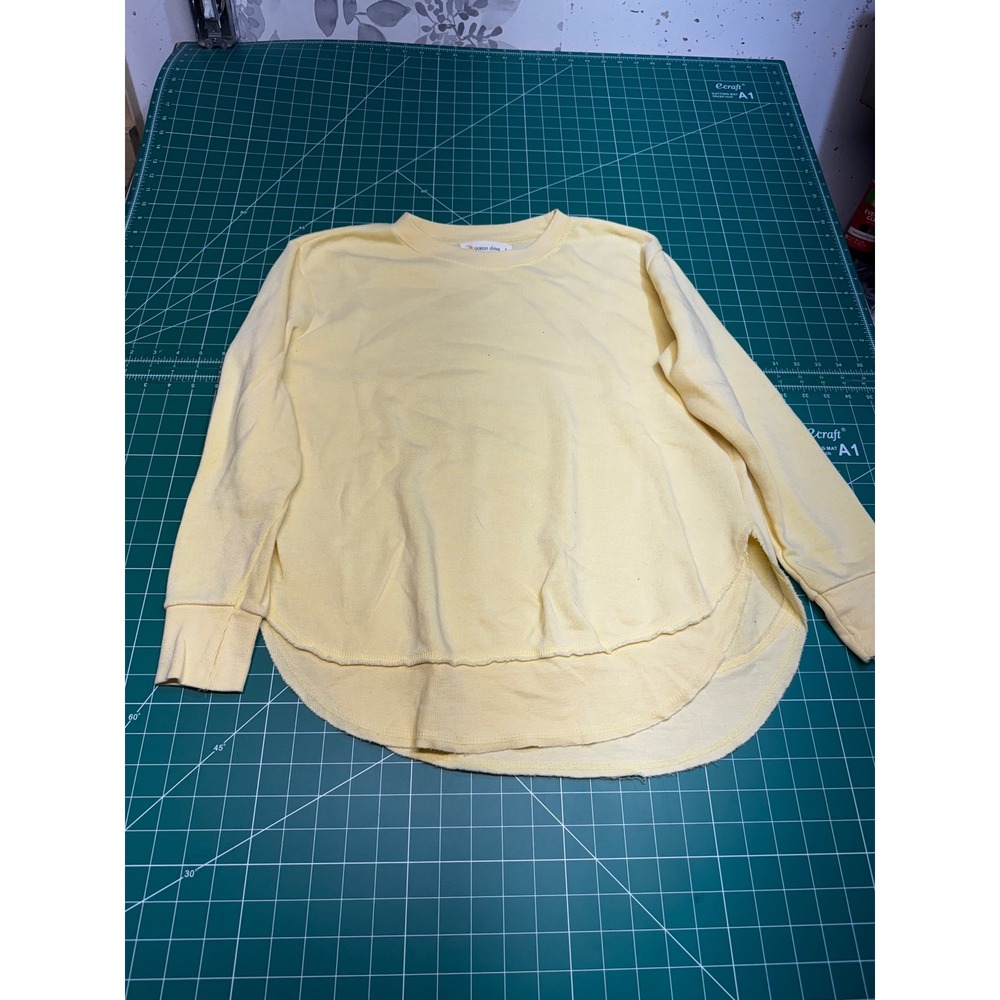 Ocean Drive Womens Pale Yellow High Low Crewneck Sweatshirt Size S BJ03